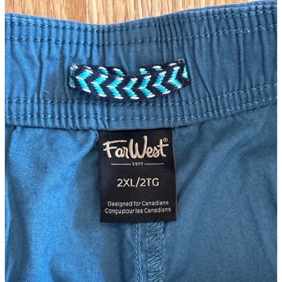Far West Shorts Mens 2XL Elastic Waist Cotton Blend Casual Shorts With Pockets - Picture 2 of 4